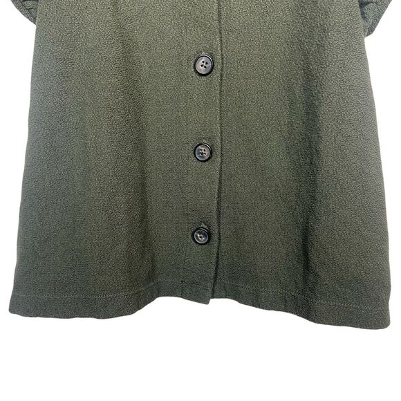 Madewell Top Size L Jacquard Square Neck Puff Sleeve Blouse Green NA409 Buttons - Picture 10 of 11